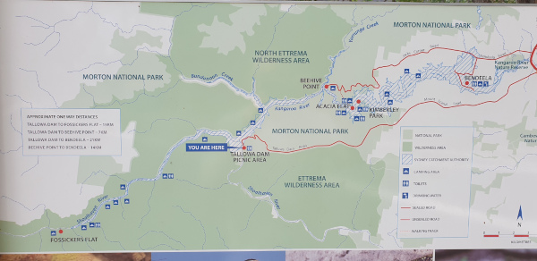 Map of dam and nearby camping spots accessible by canoe
